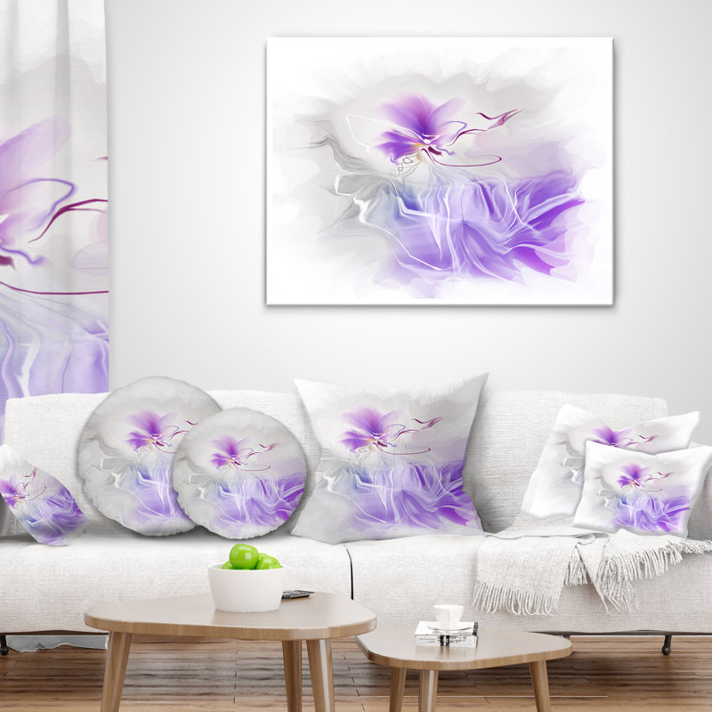 Motif floral abstrait peint bleu - Coussin imprimé floral, 16 po x 1 po, Coussin décoratif