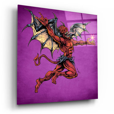 Red Devil avec ailes sur plastique / acrylique par Flyland Designs Print