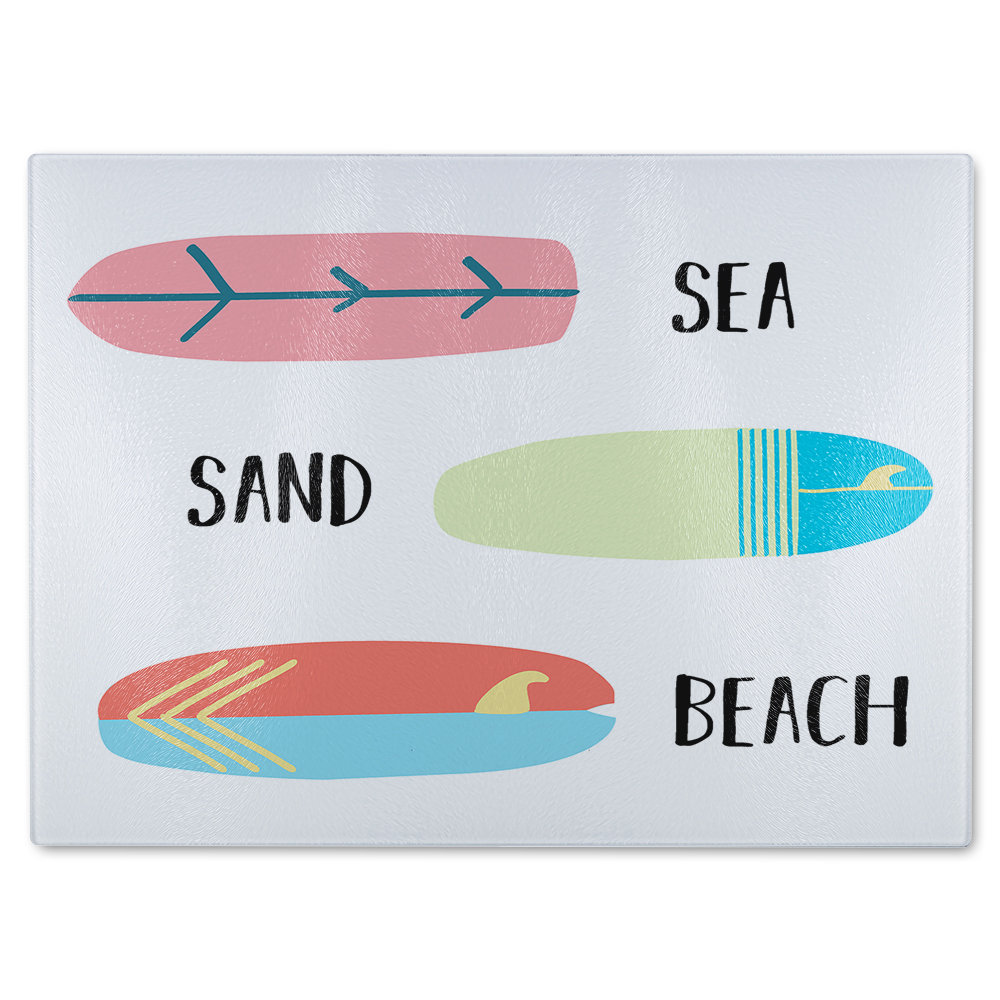 Sea Sand Surf Beach Glass Chopping Board