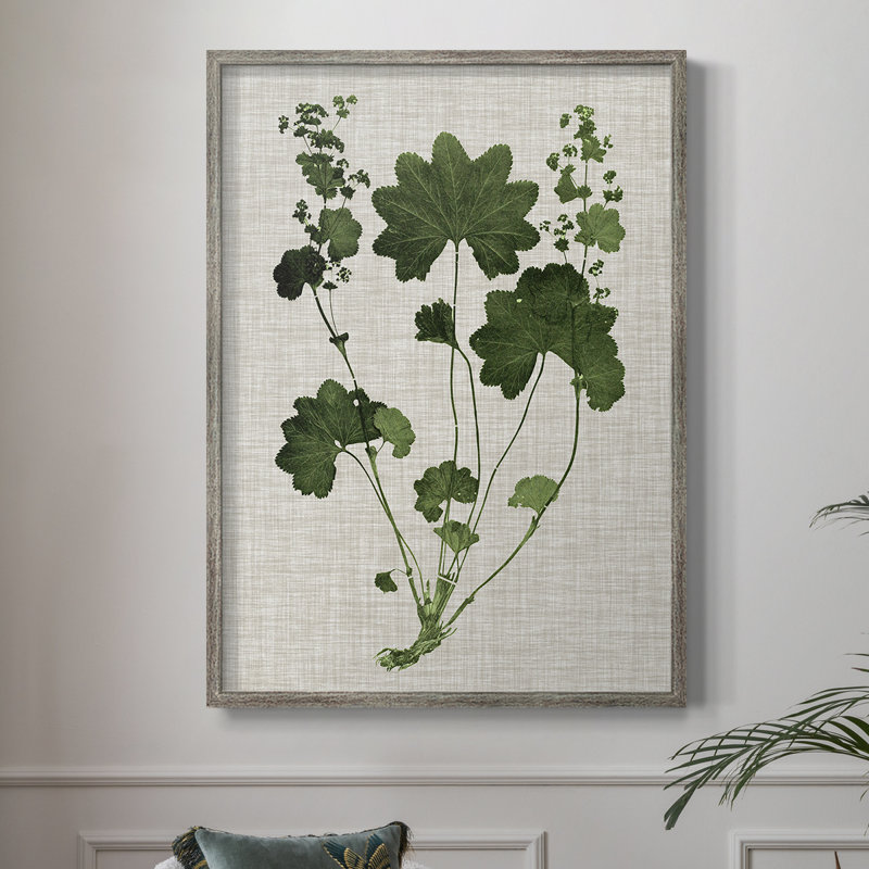 «Forest Foliage on Linen», reproduction encadrée en bois massif, H 11 po x l 9 po