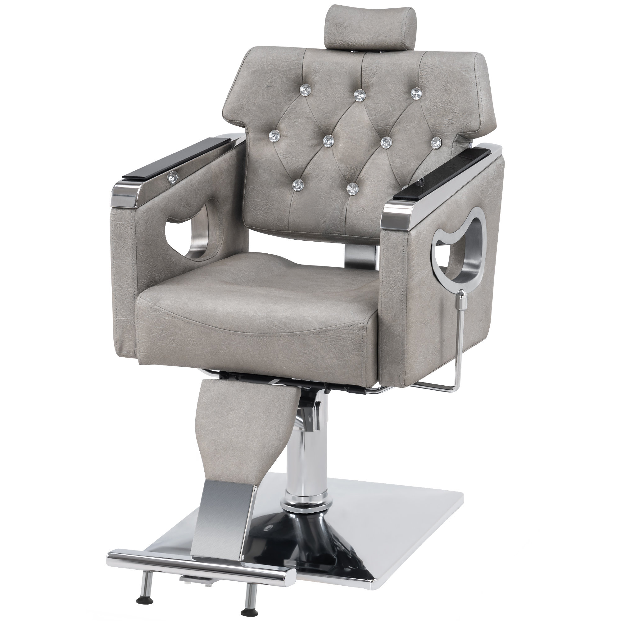 BarberPub Reclining Massage Chair with Ottoman Orren Ellis Body Fabric: Gray Faux Leather