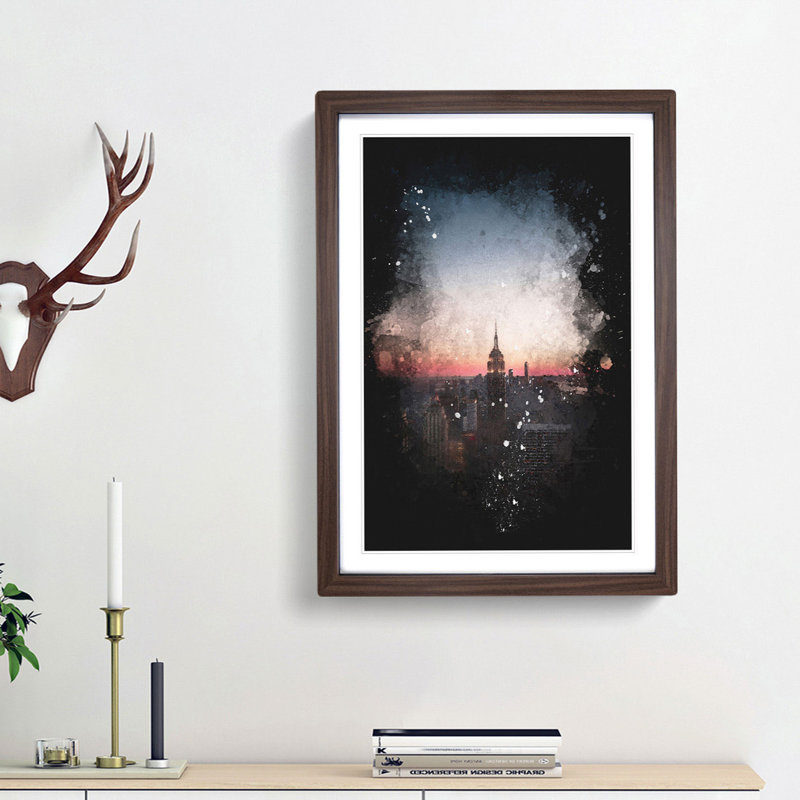 The Empire Stae in New York - Framed Print, 45cm H x 33cm W x 2cm D, Walnut Framed