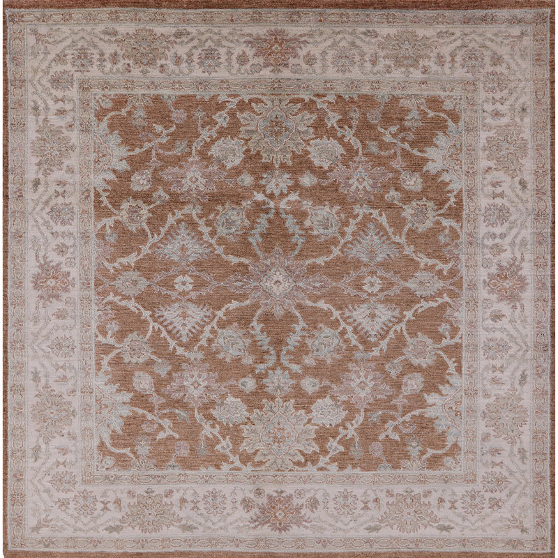 Tapis oriental beige / brun Amla, Carré 5 pi