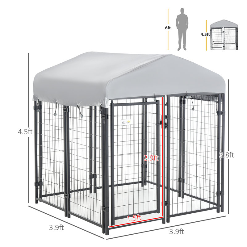 Galvanized Steel Outdoor Dog Kennel with UV-Resistant Roof