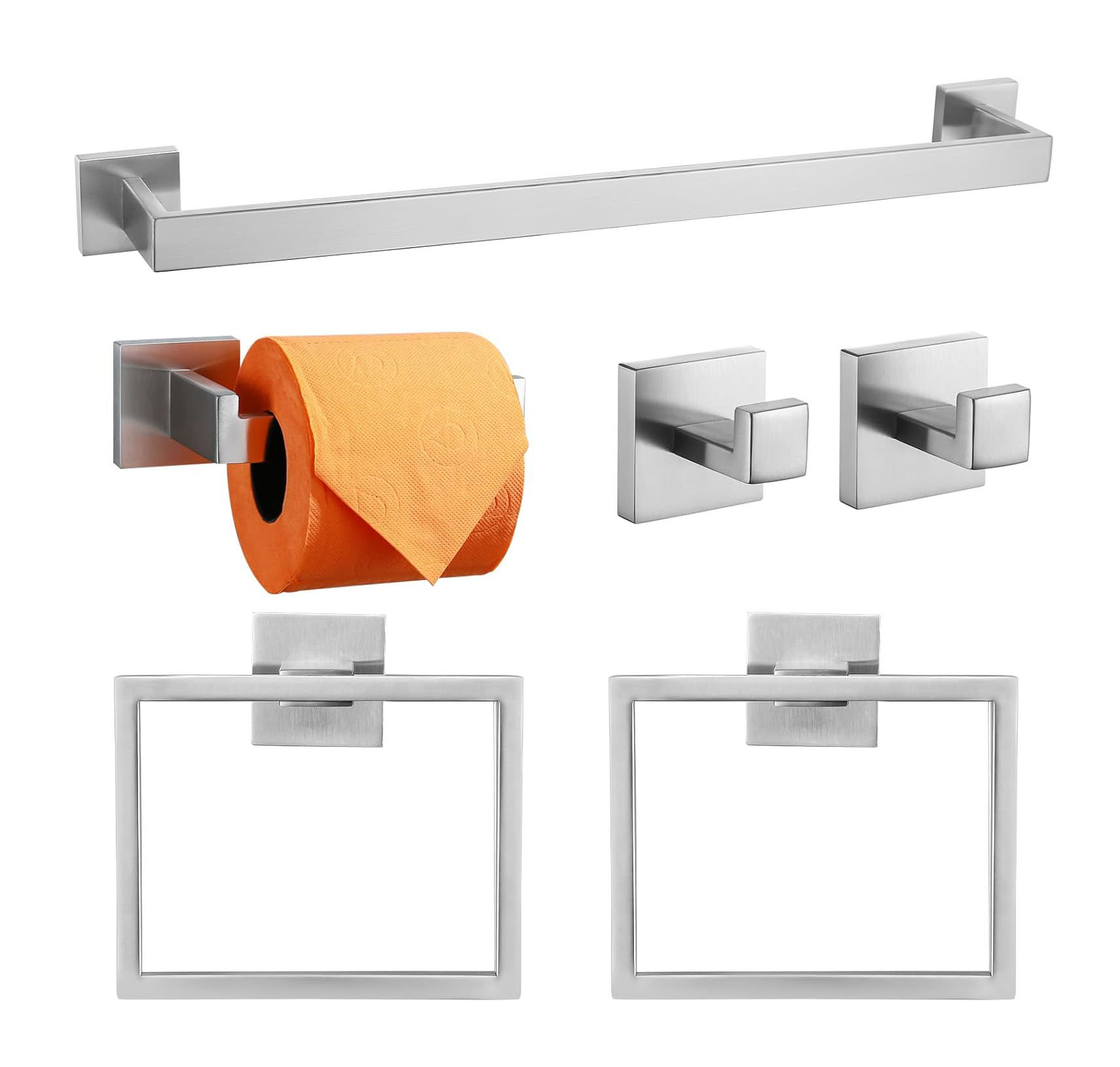 RELINZ 6-Piece Bathroom Towel Bar Sets Towel Bar Stainless Steel ...