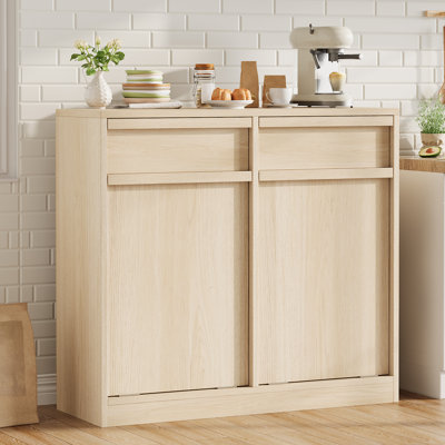 Double Tilt Out Trash Cabinet, Hidden 20 Gallon Storage, Pet-Proof Freestanding Garbage Can & Laundry Hamper for Kitchen