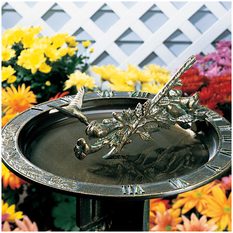 Hummingbird Sundial Birdbath, Oil Rubbed Bronze