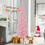 Arbre de Noël artificiel mince avec embouts de branches floquées et support en métal-2031195273