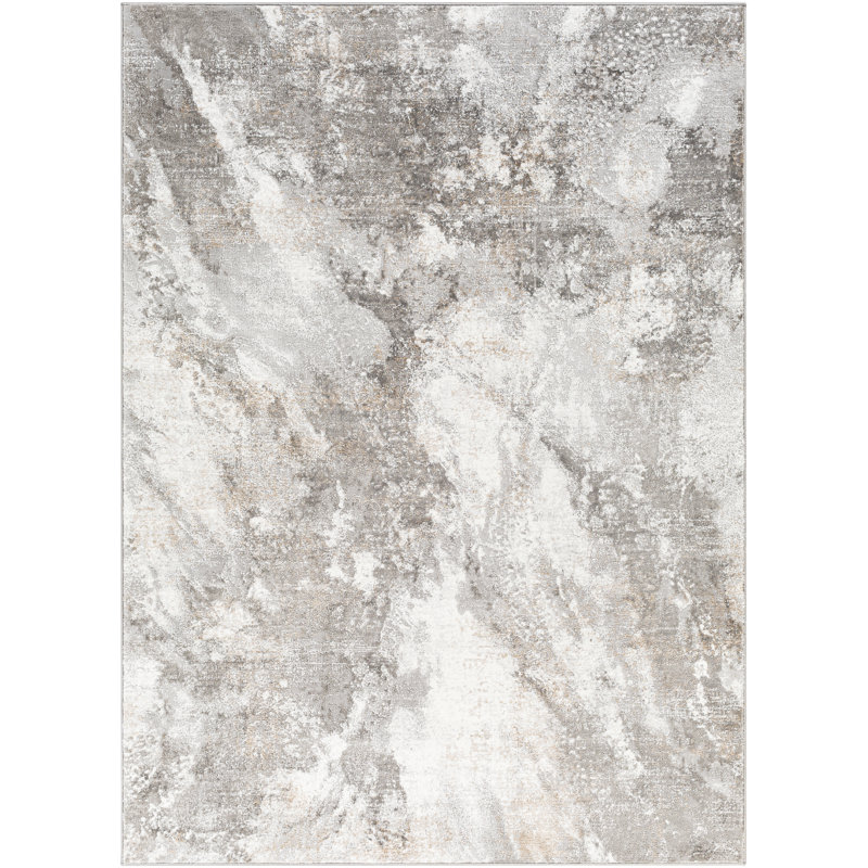 Tapis gris abstrait Dundalk, Rectangle 6 pi 7 po x 9 pi