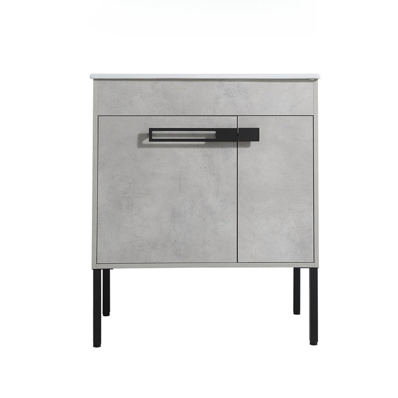 Fredina 29.31'' Single Bathroom Vanity with Wood Top