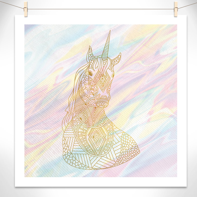 Unicorn Dreaming 1, art encadré, H 36 po x l 36 po x P 1 po, Papier