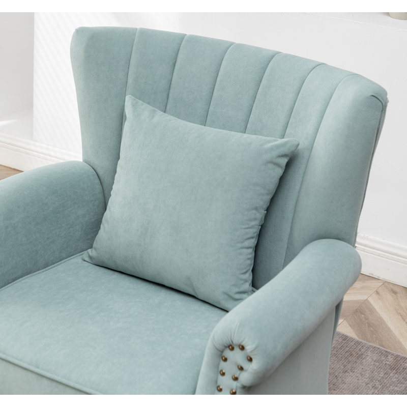 Edelman Upholstered Wingback Chair, Teal
