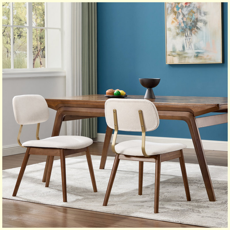 Ensemble de 2 chaises de salle à manger en bois, chaises de cuisine rembourrées en tissu moderne, chaises de salle à manger de style maison de campagne