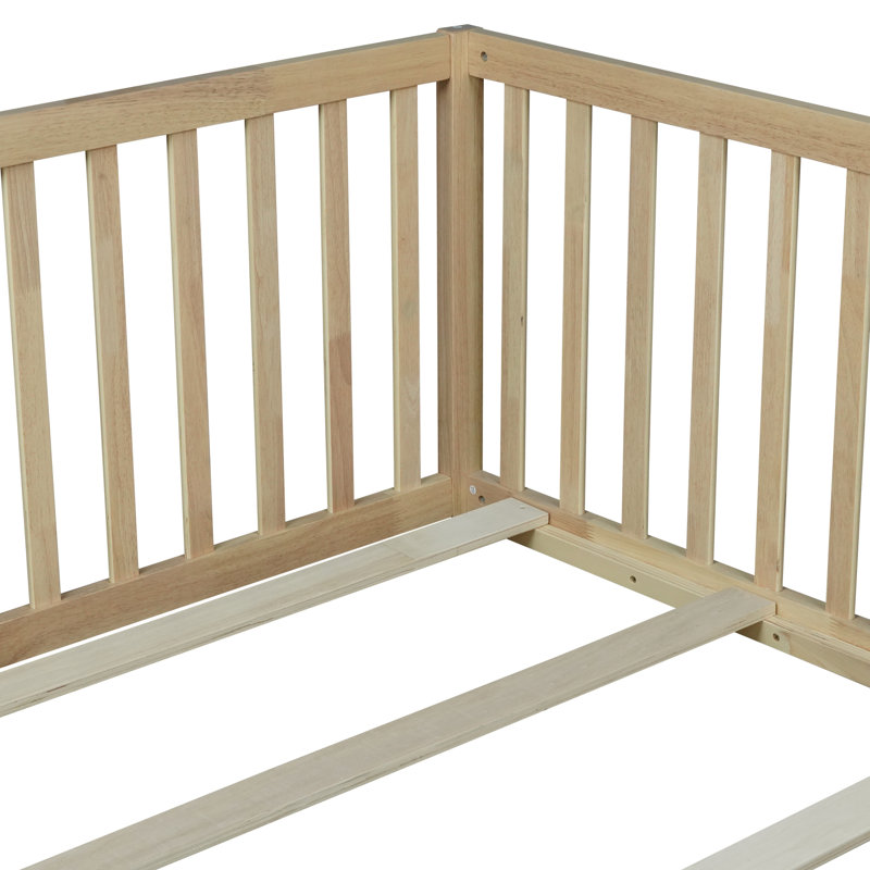 Lits de plancher multifonctionnels, bois d'hévéa de qualité supérieure, finition naturelle, idéal pour les espaces familiaux