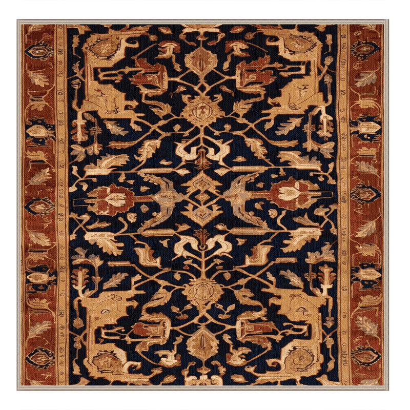Machine Washable Persian Brown Area Rug, Square 4'