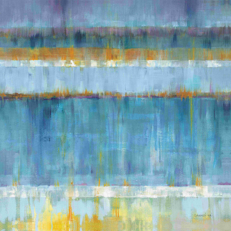 «Abstract Stripes Blue» par Danhui Nai, impression sur toile tendue, H 12 po x l 12 po, Toile tendue, Non