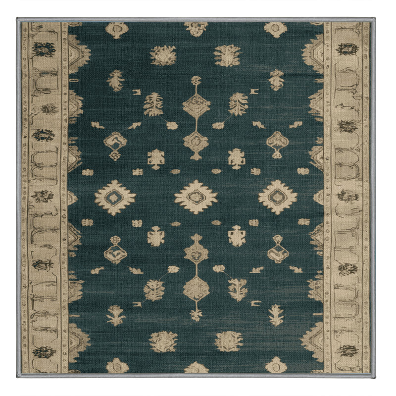 Machine Washable Overdyed Green Area Rug, Square 3'