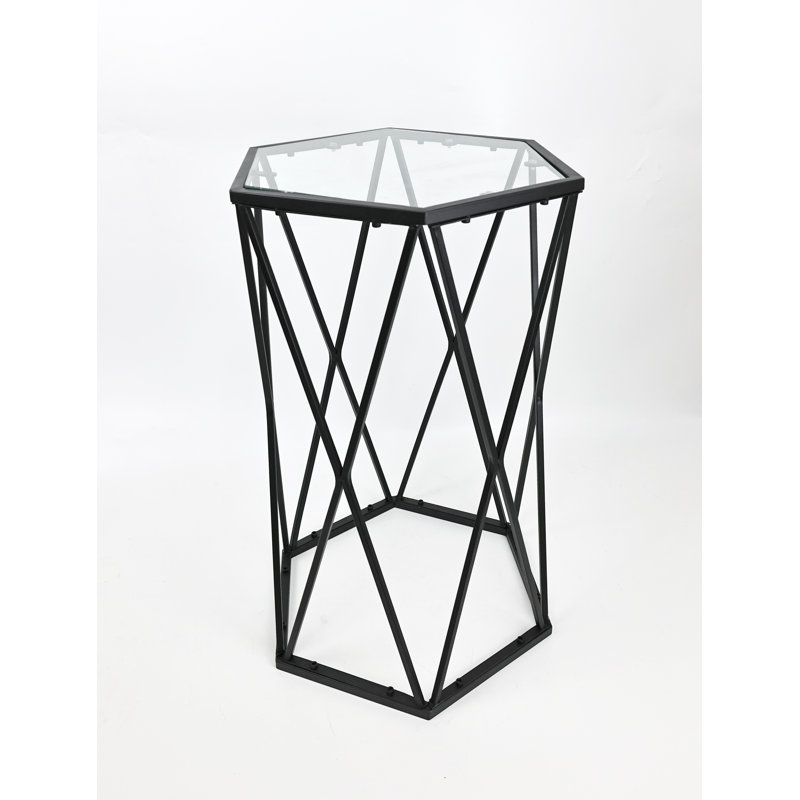 Kandan Glass Top Frame End Table