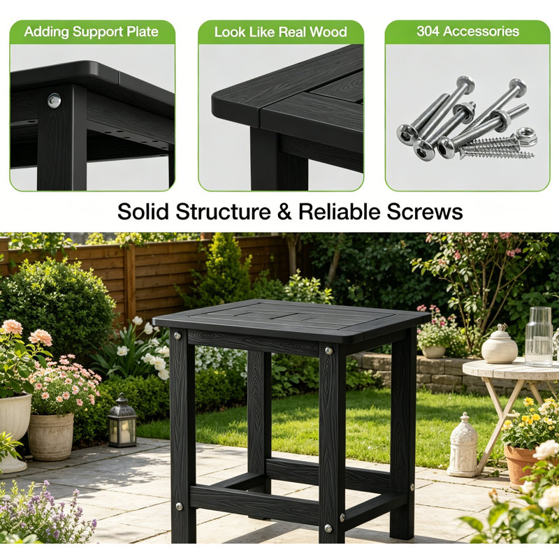 Table d'appoint d'extérieur pour chaises Adirondack, facile d'entretien et résistante aux intempéries avec support de charge de 220 lb pour la cour, la piscine, le patio, le porche, le jardin, la pelouse et un compagnon de détente