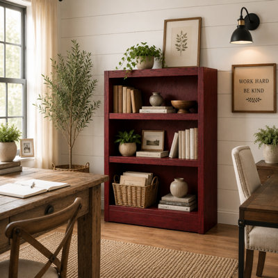 Latifa 3 Shelf Wood Bookcase, 36 inch Tall
