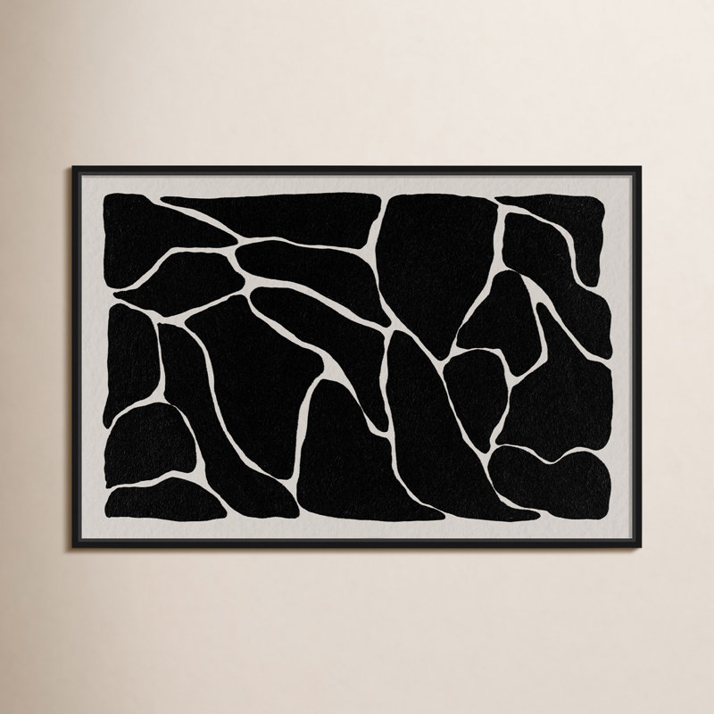 Abstrait motif girafe noir et blanc abstrait - reproduction sur toile flottante, H 11 po x l 16 po, Noir
