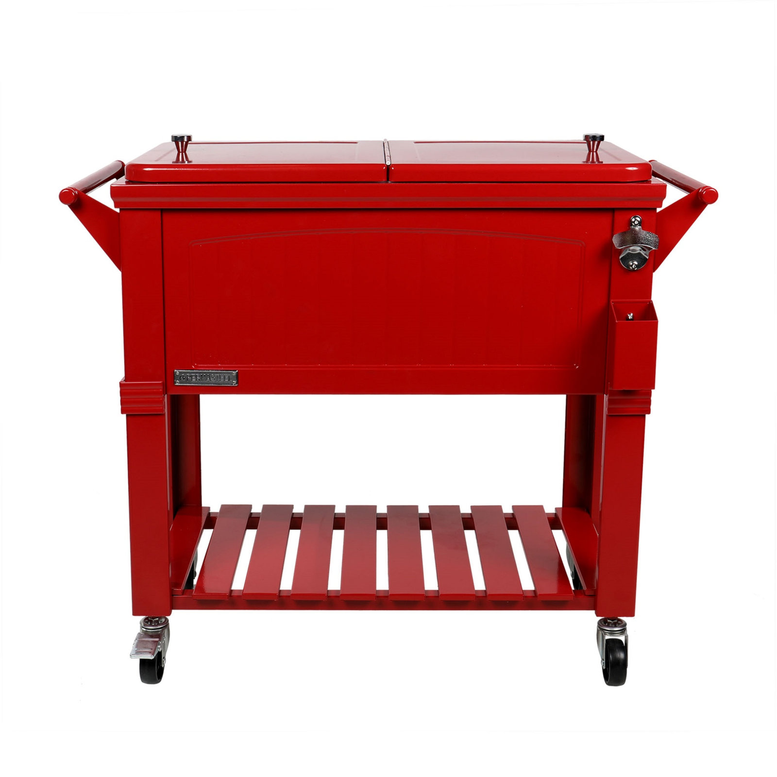Permasteel Rolling Cooler, Red, Without Divider