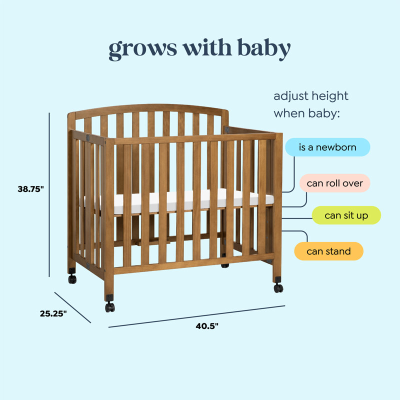 Dylan 3-in-1 Mini Convertible Portable Crib, Chestnut