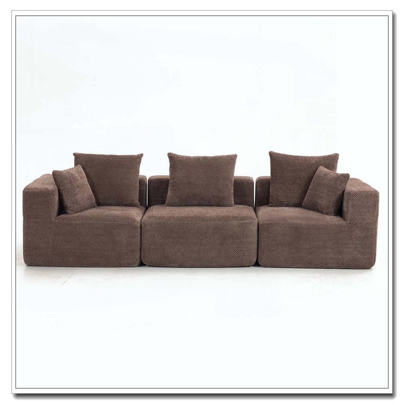 Canapé modulaire modulaire, Brun, H 23,62 po x l 111,02 po x P 37,01 po, 3