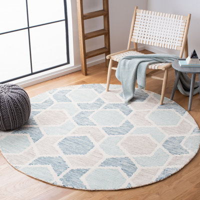 Milhouse Precious Hand Tufted Wool/Cotton Geometric Rug in Turquoise