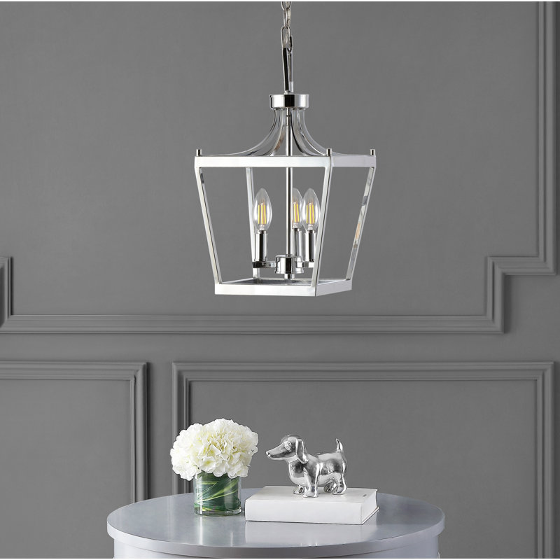 Luminaire suspendu géométrique 3 lumières Napavine, Chrome poli