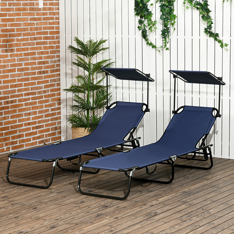 Méridiennes pliantes Outsunny, Bleu très foncé