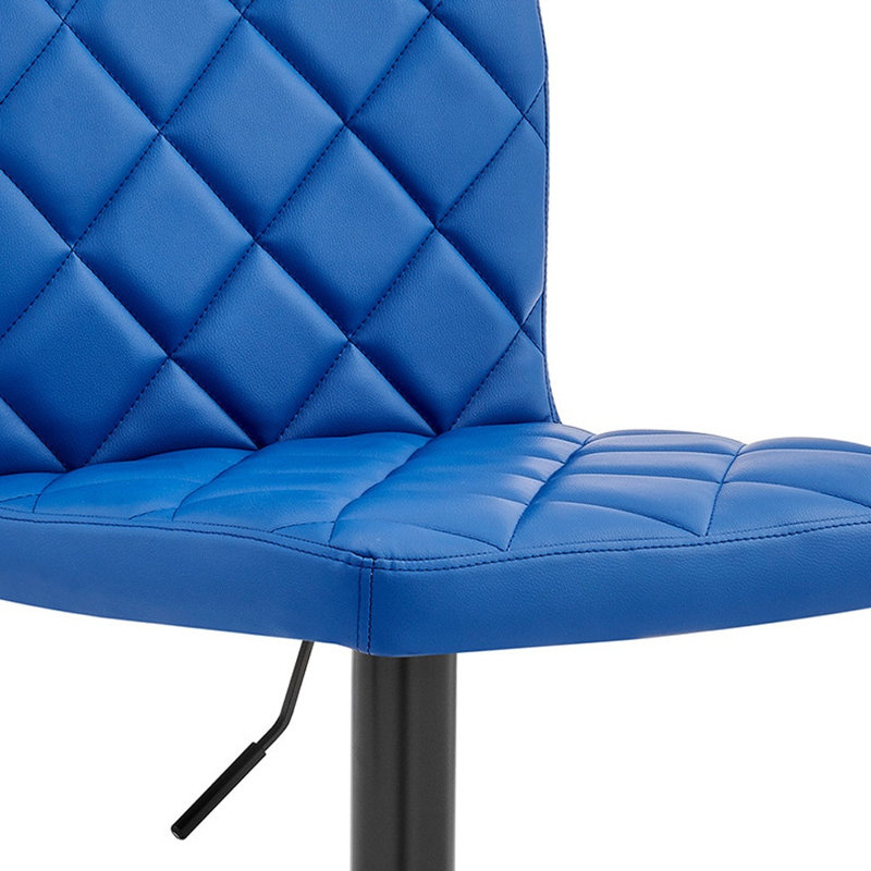 Tabouret de bar pivotant en similicuir, Bleu / Noir