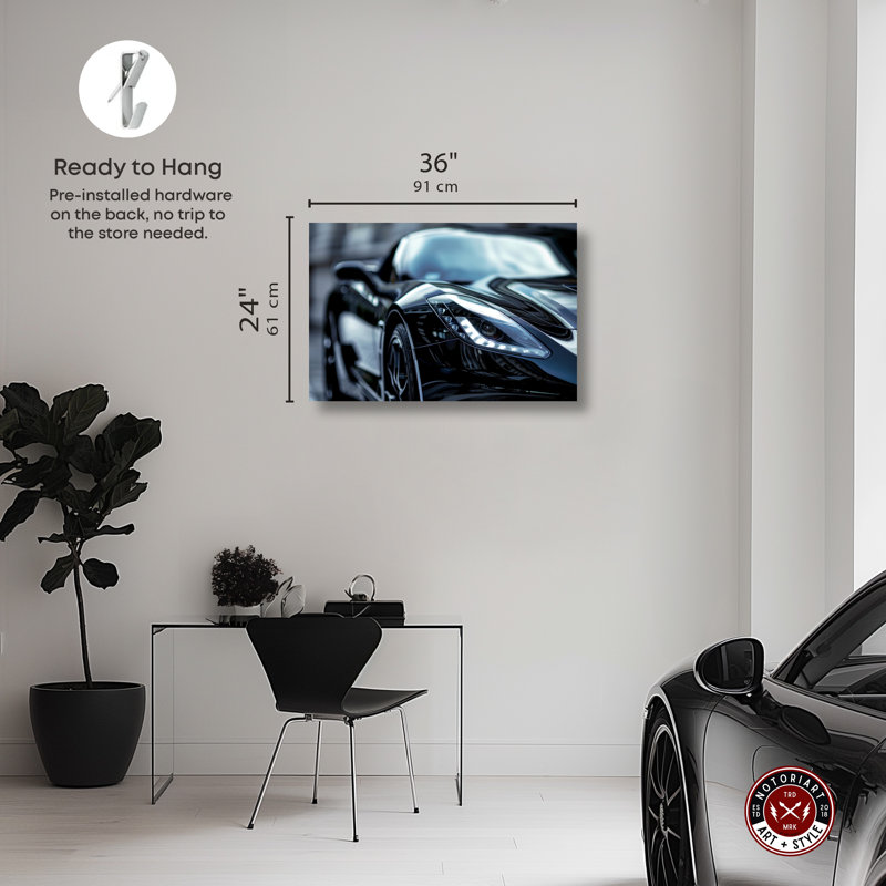 Art mural «Elegance In Speed Sport Car Man» par Notoriart, Toile tendue, H 24 po x l 36 po