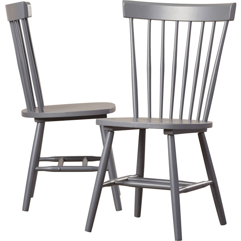 Matanna Solid Wood Windsor Back Side Chair, Charcoal Gray