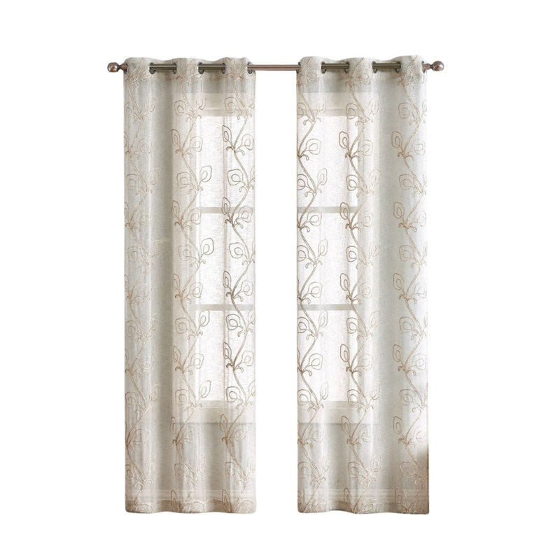 Boho Embroidered Window, Linen, 76" W x 96" L
