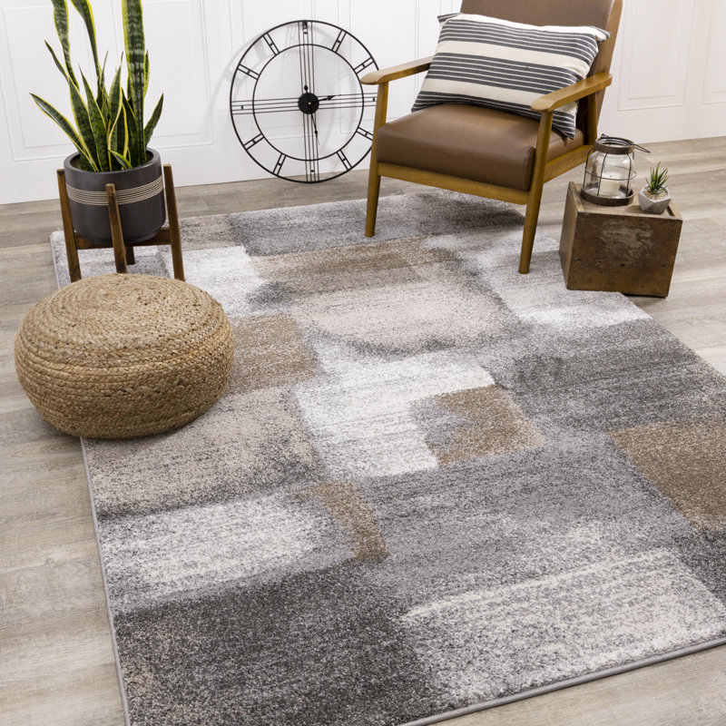 Rug Branch 4' X 6' (3'11'' X 5'7'') Geometric Indoor Area Rug, Blue Grey , Contemporary Modern - Living Room, Bedroom, Dining Room, And Kitchen