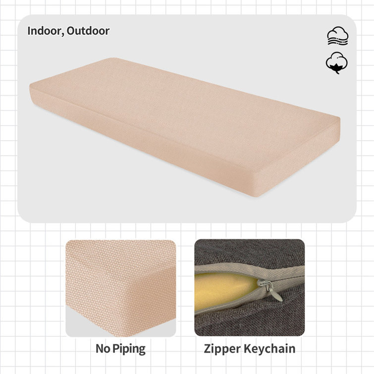 3'' H Customizable Bench Cushion For Indoor/Outdoor Furniture/Chair/Window Seat, Premium 75D High-Resilience Foam