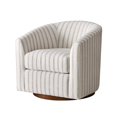  Amiir 30.5'' Wide Modern Upholstery Swivel Barrel Chair with Solid Wood Base