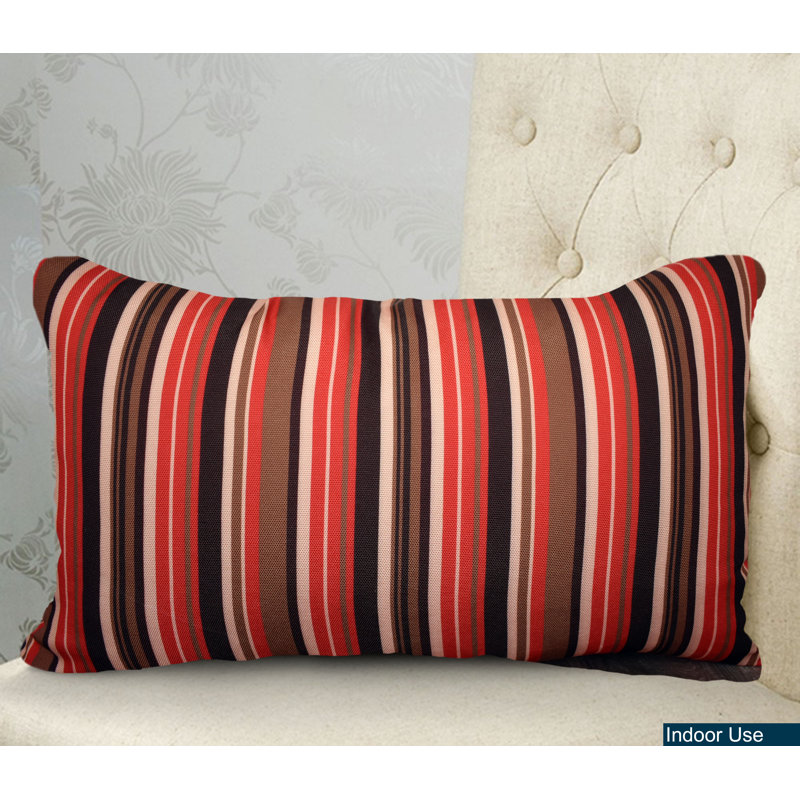 Coussin intérieur/extérieur Floral, Rayures rouges