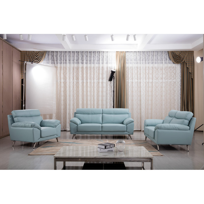 Fauteuil Linnell, Cuir véritable bleu sarcelle