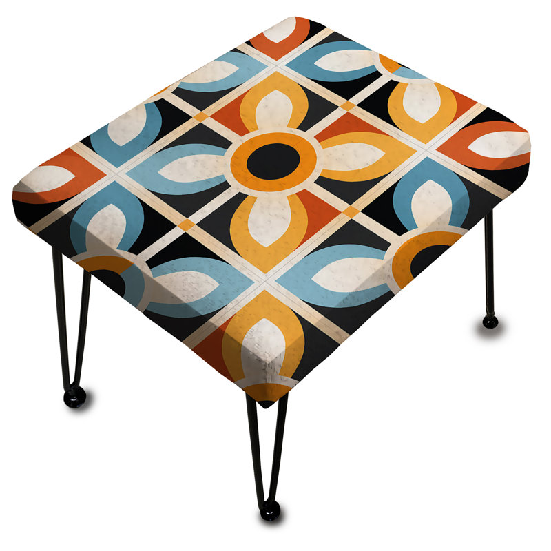 Motif de mosaïque rustique orange et bleu - Repose-pieds rectangulaire géométrique