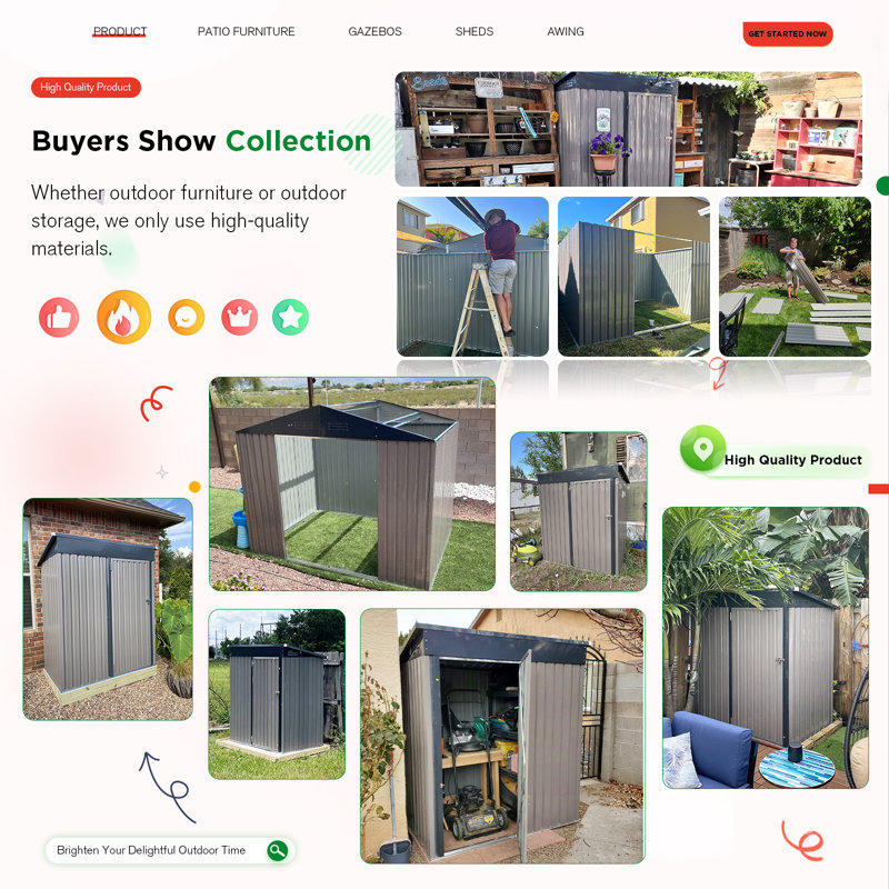 12' x 12' Metal Storage Shed  With Design Of Lockable Doors, White