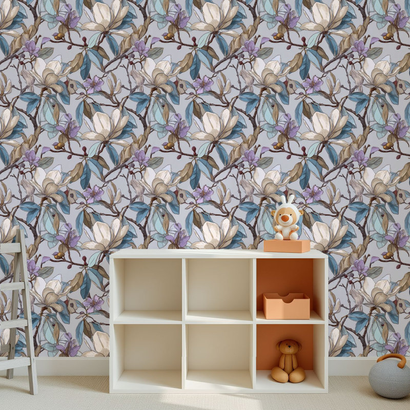 Papier peint adhésif auto-adhésif en PVC, adhésif mural amovible avec fleurs luxueuses de fleurs d'eucalyptus pastel, imperméable pour la décoration intérieure - rouleau