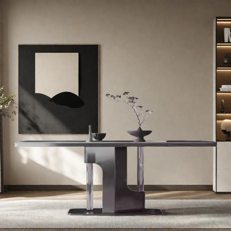 Table de salle à manger rectangulaire haut de gamme, H 29,5 po x L 70,8 po x l 35,4 po, Noir, noir, noir, noir