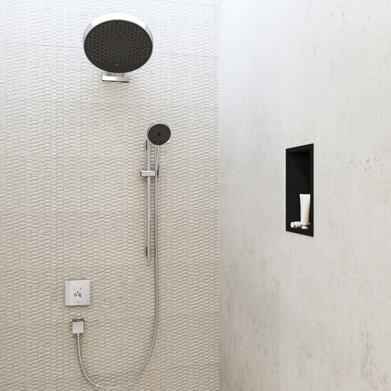 Niche de douche murale originale de 9,5 po Xtrastoris avec cadre intégré, Noir mat