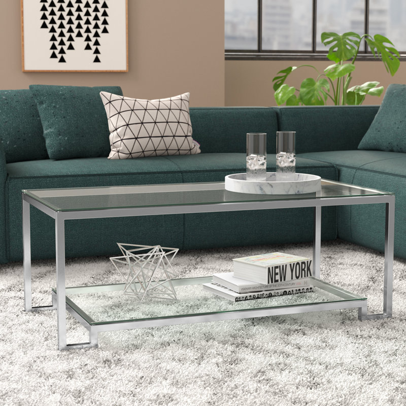 Table basse abstraite Cutts, H 15,7 po x L 47,3 po x P 23,6 po, Argent