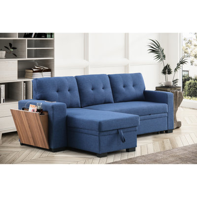 Canapé modulaire en mélange de lin 3, couleur bleue, 3, rembourré de mousse, l 92 po x P 53 po, H 34,5 po