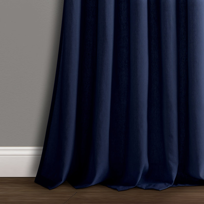 Paire de rideaux en toile de jute, L 48 po x L 95 po, Bleu marine