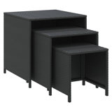 Set Of 3 Black Poly Rattan Nesting Tables - Versatile And Stylish For Living Room Or Patio