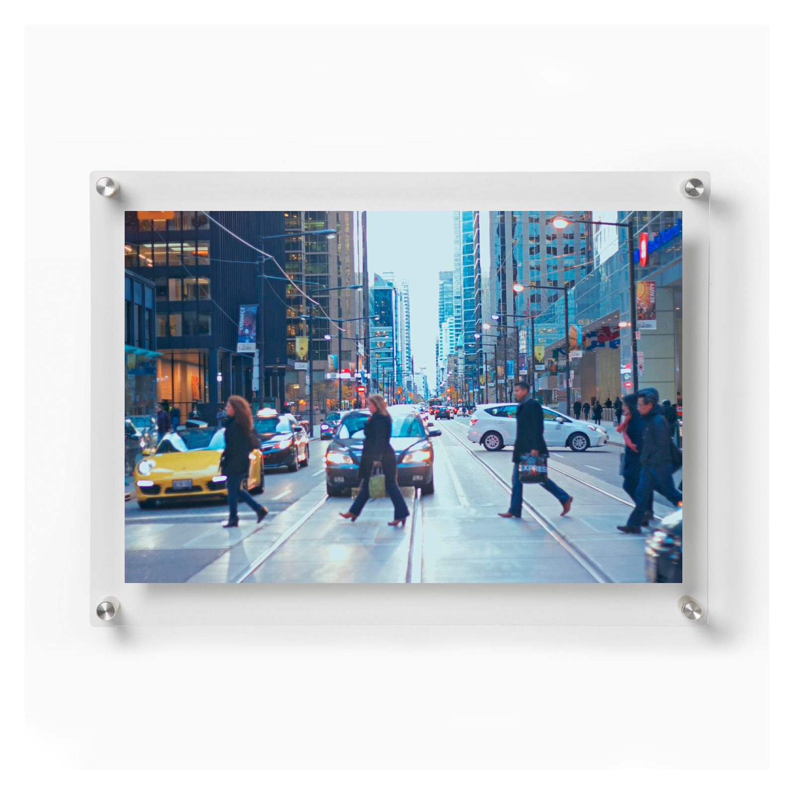 Clear UV-Grade Acrylic Modern Floating Picture Frame, 18" W x 24" H, Silver